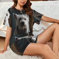 thumbnail image 4 of Wukai Dog Wrapped in Towel 1 Women's Pajama Set,Short-Sleeve Top and Shorts with Elastic Waistband and Pockets for Loungewear, Yoga, and Casual Wear-Small, 4 of 6