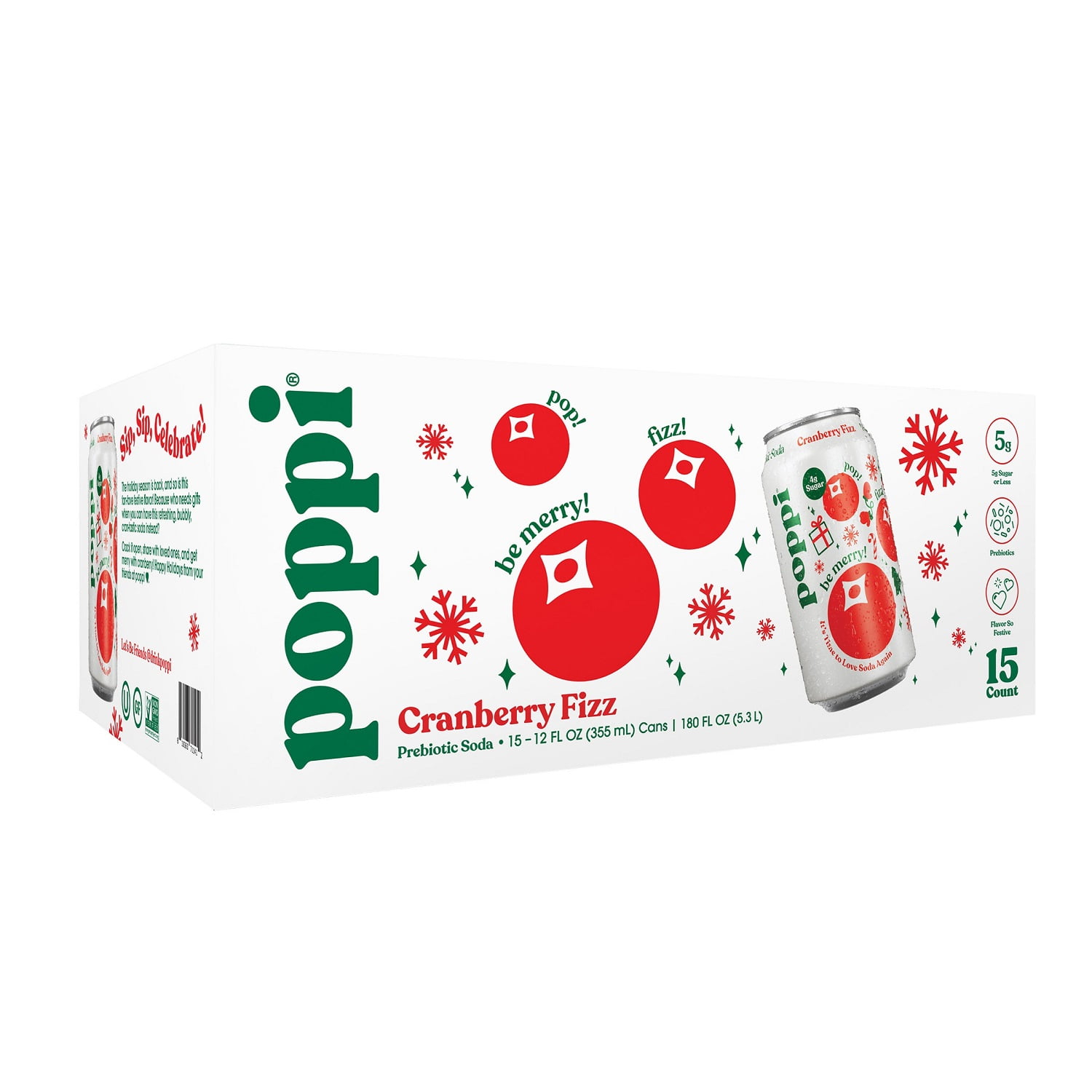 YES CD13枚 ウォーターフォールBOX【ほぼ新品】 poppi Cranberry Fizz Prebiotic Soda 12 fl oz, 4 Pack Cans