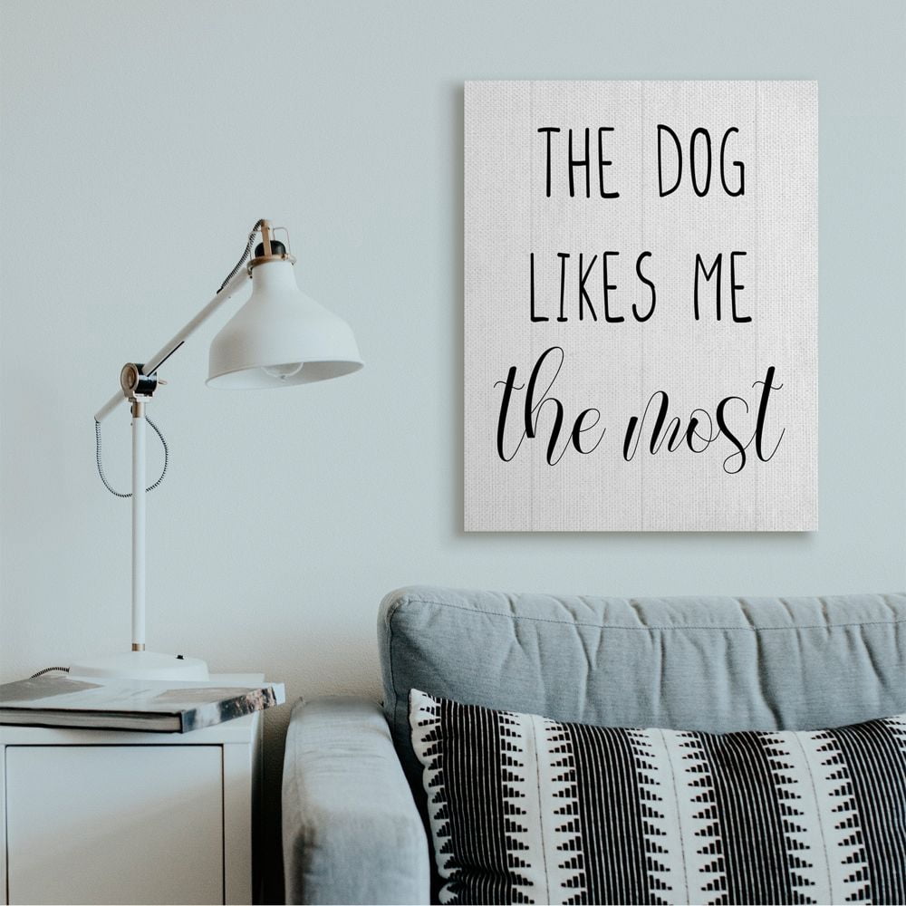 Stupell Industries The Dog Likes Me Most Minimal Rustic Pet Design Canvas Wall Art Design by Daphne Polselli, 30" x 40"