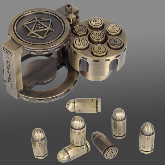 Set de dados CZYY Metal Polyhedral Bullet Style Cyberpunk Bronce