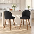 thumbnail image 2 of Hawsaiy Modern Swivel Bar Stools Set of 2, 26" Counter Height Bar Stools with Back, Upholstered Chenille Bar Chairs, Solid Wood Legs Kitchen Island Stools with Footrest, Black, 2 of 12