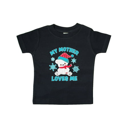

Inktastic Polar Bear My Mother Loves Me in Santa Hat with Snowflakes Gift Baby Boy or Baby Girl T-Shirt