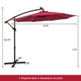 thumbnail image 3 of Costway 10 Ft Patio Solar LED Offset Umbrella 40 Lights Crank Cross Base Wine, 3 of 10