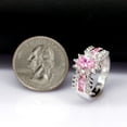 thumbnail image 6 of Uloveido Women Platinum Plated Oval Pink Crystal Eternity Band Birthstone Birthday Gifts for Mom Mother (Size 8, Pink), 6 of 7