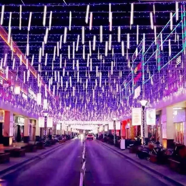 32/24/16/8 Tubes Christmas Meteor Shower LED String Lights Holiday Lighting Garden Party Decorations Rain Drop Falling Decor