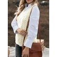 thumbnail image 4 of SOMER Women Sweater Vest Sleeveless V Neck Sweater Tops Loose Pullover Sweater Beige, 4 of 10