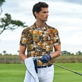 thumbnail image 3 of Honeii Vintage Bottles print Polo Shirt, a classic short-sleeved, button-down golf shirt designed for menLarge, 3 of 6