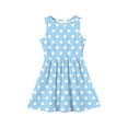thumbnail image 3 of YOUYEDIAN Teen Girls Summer Dress Kids Cute Polka Dots Print Sleeveless Dresses Toddler Casual Patchwork Crewneck Sundress (Light Blue, 6-7 Years), 3 of 4