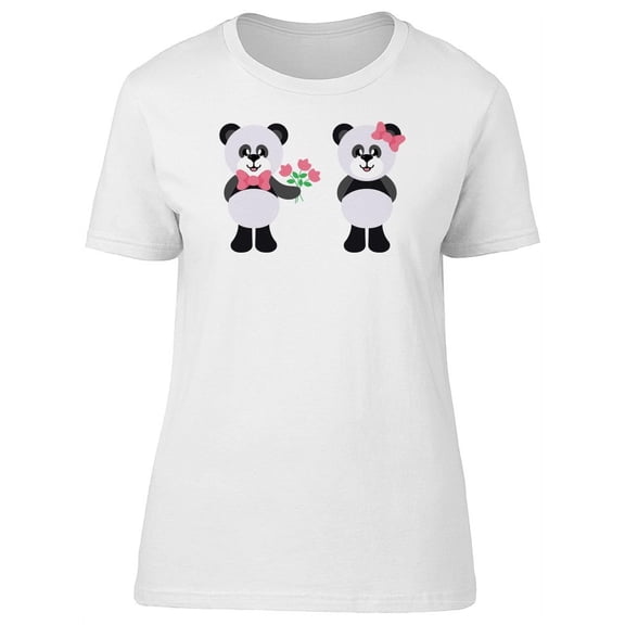 Panda Giving Flowers To His Girl T-Shirt Women -Image by Shutterstock, Female Medium
