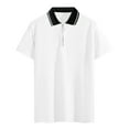 thumbnail image 2 of JDQJBZ Mens Shirts Short Sleeve Mens Sweatshirt Summer Casual Short Sleeve Color Rib Knit Zippered Collar Shirt, 2 of 5