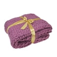 thumbnail image 3 of Northlight 50" x 60" Cable Knit Plush Throw Blanket - Dark Purple, 3 of 4