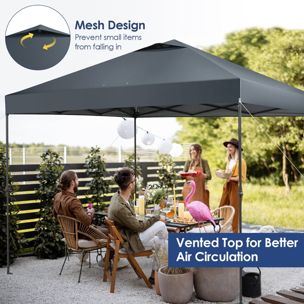 Aimee Lii 10 x 10 Feet Foldable Outdoor Instant Pop-up Canopy with Carry Bag, Backyard Canopy Gazebo for Party Camping BBQ Events, Gray