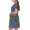 thumbnail image 2 of Naloa Squirrel And Snowflakes Print Womens Summer A-Line Dress with Pockets,Short Sleeve Dresses,Flowy Beach Swing Dress for Vacation Travel, 2 of 6