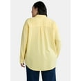 thumbnail image 3 of Time and Tru Women's Double Cloth Cotton Shirt with Long Sleeves, Sizes XS-XXXL, 3 of 5