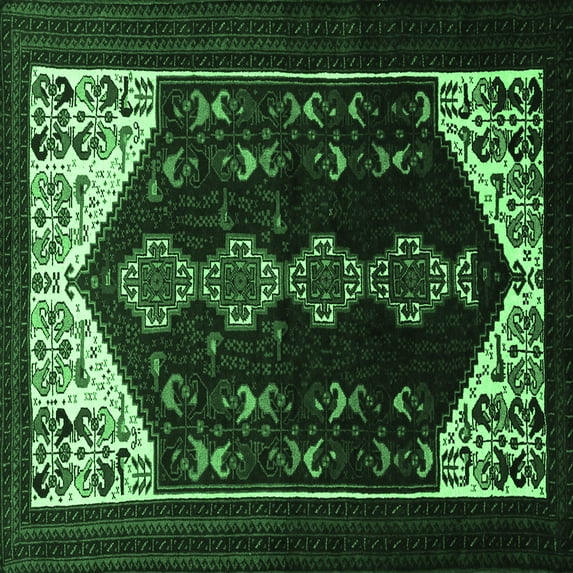 Ahgly Company Indoor Square Persian Emerald Green Traditional Area Rugs, 7' Square