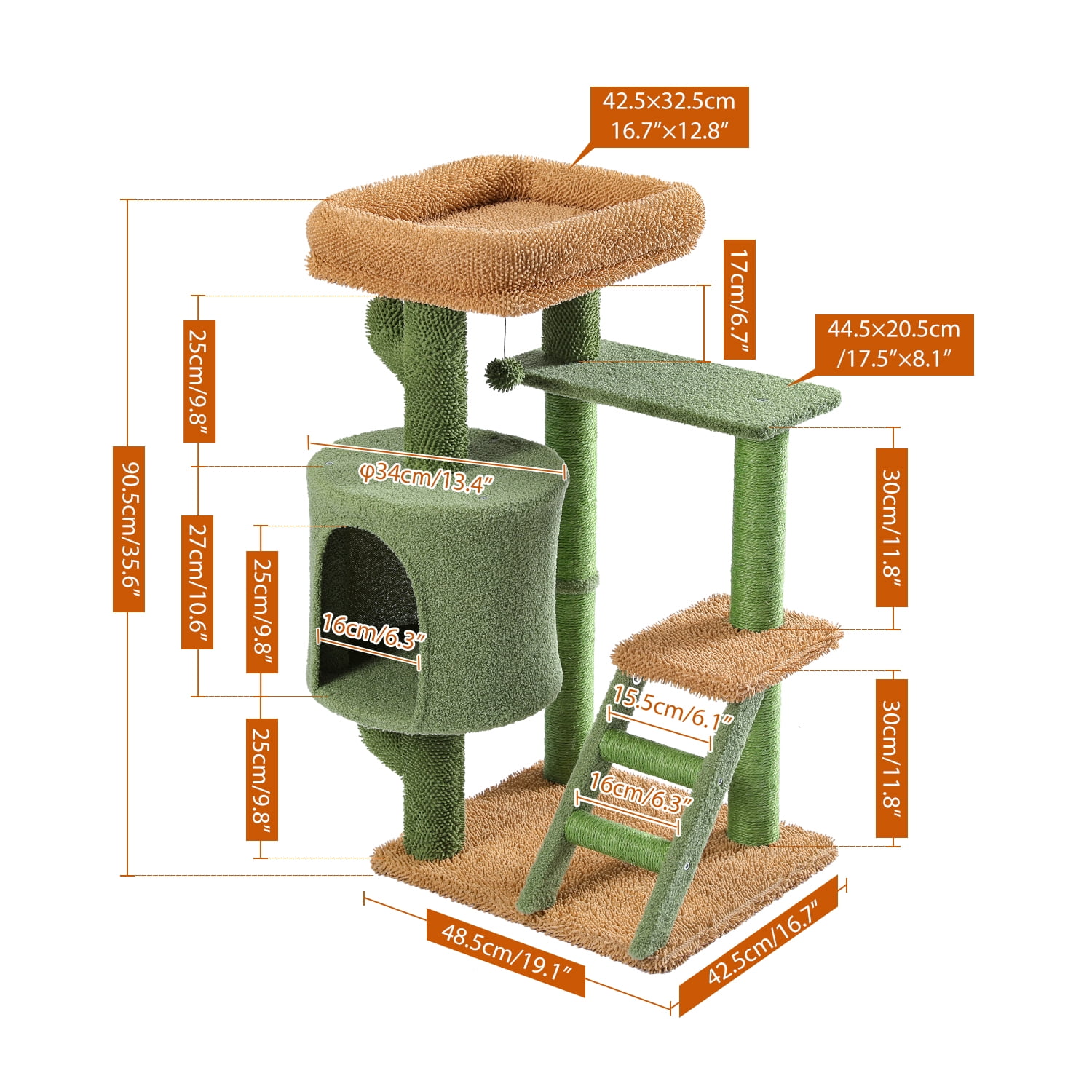 Pefilos Cat Tree 35 Inches Cactus Cat Tower with Sisal Covered Scratching Post, Cozy Condo, Cat Condo for Multiple Cats Plush Perches and Climbing Ladder for Indoor Cats, Green Pefilos Cat Tree 35 Inches Cactus Cat Tower with Sisal Covered Scratching Post, Cozy Condo, Cat Condo for Multiple Cats Plush Perches and Climbing Ladder for Indoor Cats, Green