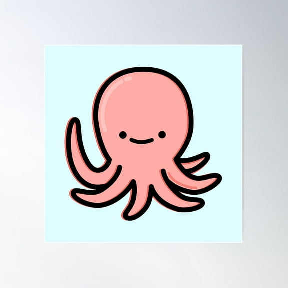 Cute Octopus Poster Wall Art, Modern Wall Decor For Living Room Bedroom, 17x17 UNFRAMED