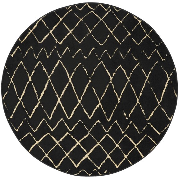 Nourison Grafix Modern Moroccan Black 5'3" x ROUND Area Rug, (5' Round)