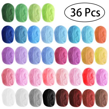 36 Colors/Set Wool Yarn Roving Fibre Hand Spinning DIY Craft for Needle ...