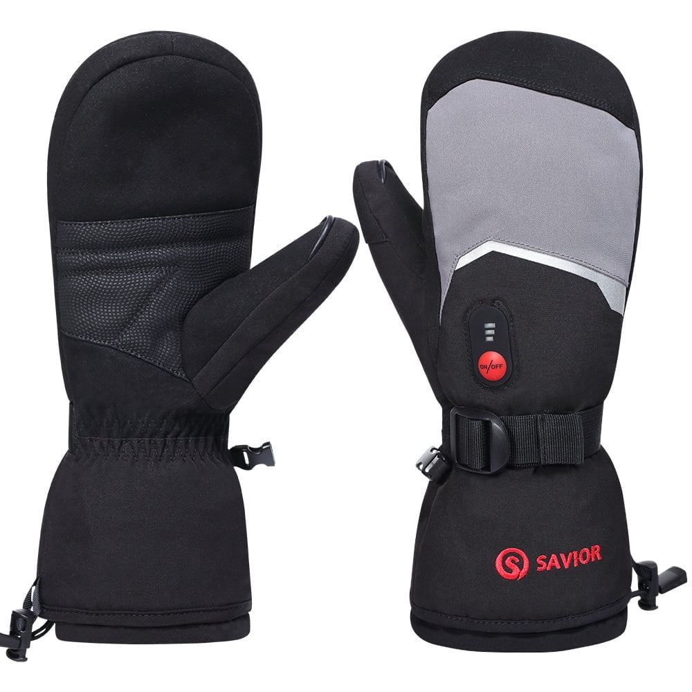 Heated Winter Gloves Rechargeable ，SAVIOR Women Men Ski Gloves Waterproof Mittens Gloves For Winter Outdoor Work Skiing