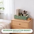 thumbnail image 6 of Yucurem 2-Pack Scalloped Edge Decorative Baskets for Home, Wicker Storage Basket with 2 Wooden Handle, Aesthetic Storage Organizer Basket for Bathroom Decor (Green), 6 of 8