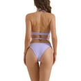 thumbnail image 3 of Conjuntos de bikini de halter para mujer INSPIRE CHIC de 2 piezas con lazo doble en la parte trasera y parte inferior triangular. Trajes de baño en color púrpura, talla X-Small., 3 of 5