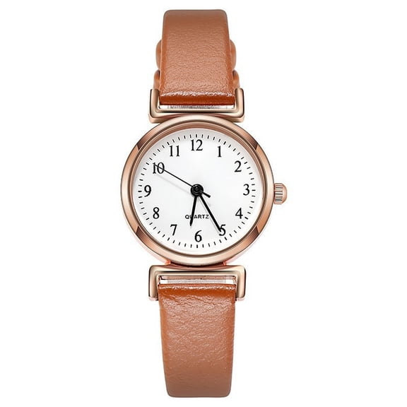 Resicozy Women Watches Dress Round Dial Quartz Date Classic Leather Strap Female Wrist Watch Brown