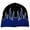 Black / White & Blue Fire, variant on Couver Flame Fire Design Cuffless Beanie Hat Ski Beanie Hat - Black / Gold & Red Fire
