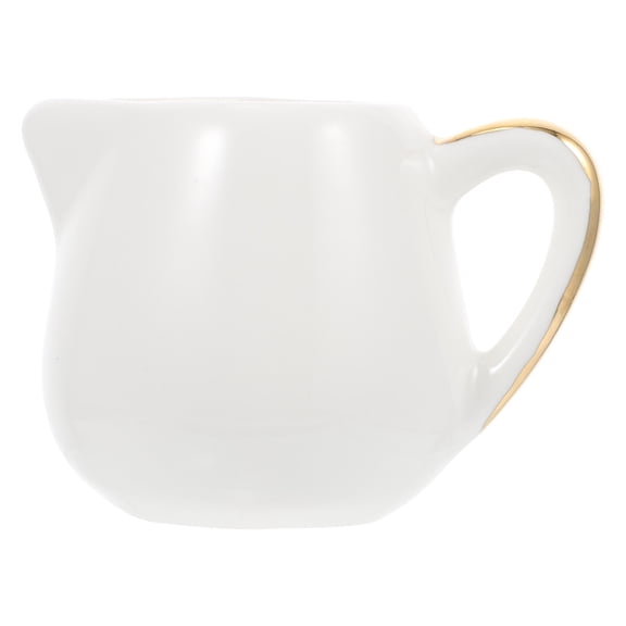 OFFIGAM White Ceramic Container with Handle, 1Pc Sauce and Beverage Pitcher for Kitchen and Dining Use