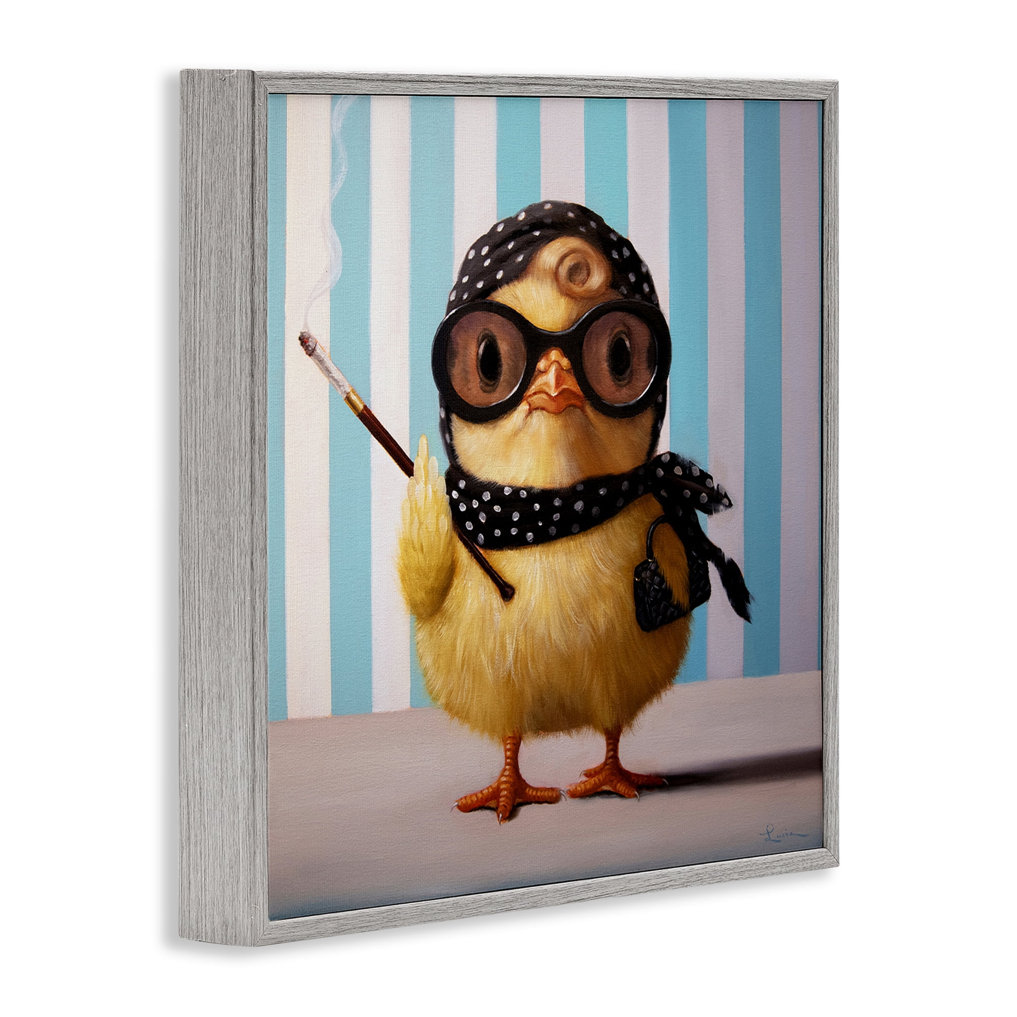 Stupell Industries Audrey Henburn Famous Chick Gray Framed Giclee Art, design by Lucia Heffernan