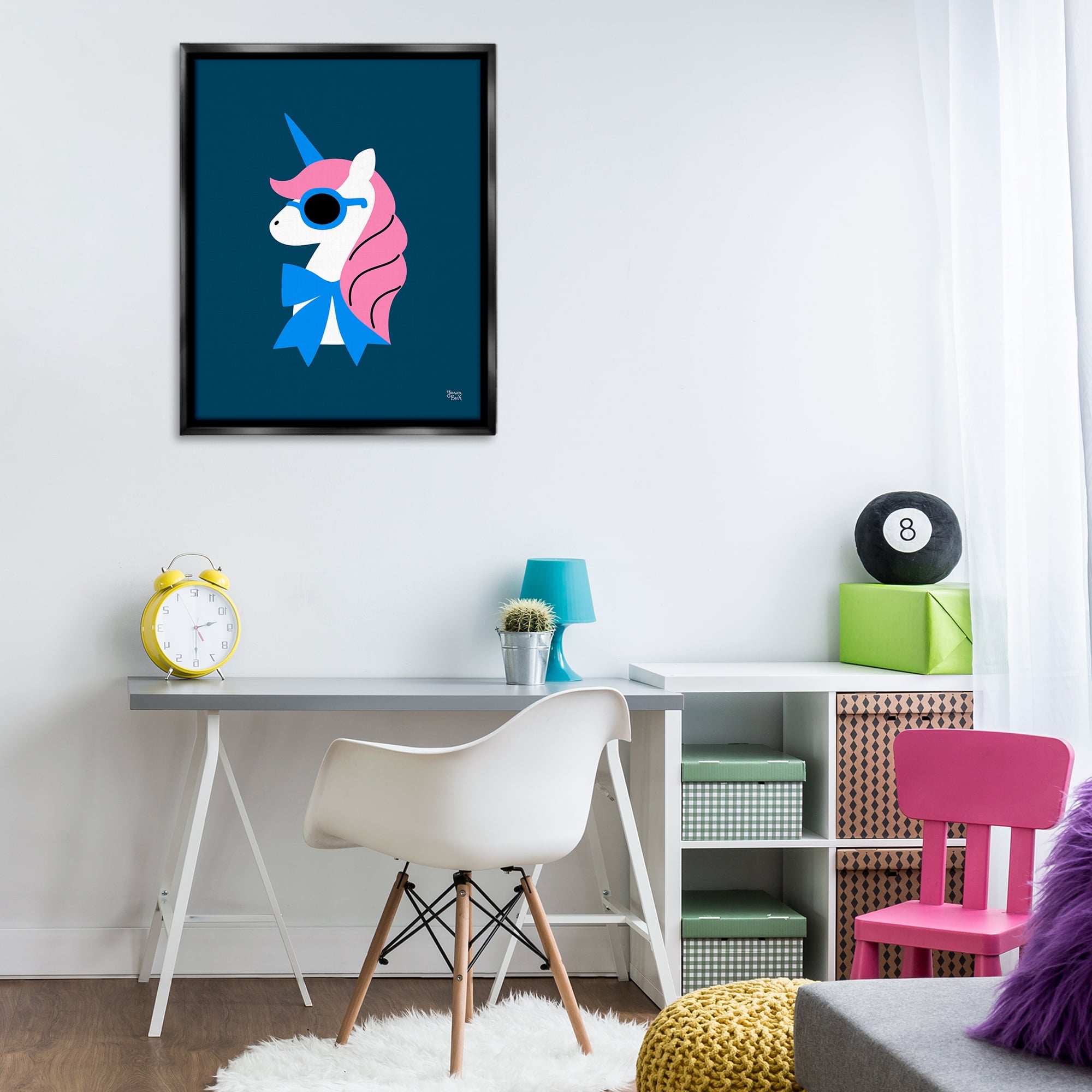 Stupell Industries Stylish Unicorn in Sunglasses Fantasy & Sci-Fi Painting Black Floater Framed Canvas Art Print Wall Art, 25 x 31