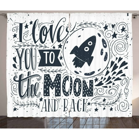 I Love You Curtains 2 Panels Set Celestial Love My Other Half