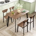 thumbnail image 2 of furlinkhm Kitchen Dining Table Set for 4, Modern Rectangular 5 Piece Dining Room Table and Chairs Set, Brown Wooden Metal Table Set for Family Dinner, Party, Afternoon Tea and Work (Curved Moon), 2 of 6