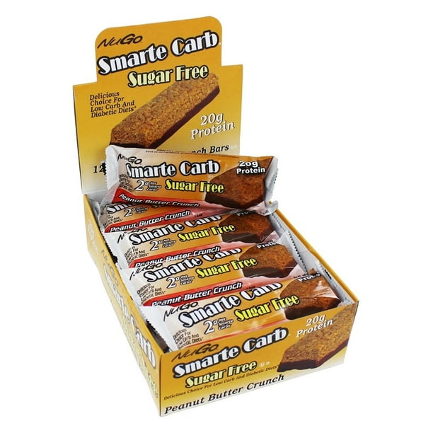 NuGo Nutrition Smarte Carb Bars Box Sugar Free Peanut Butter Crunch
