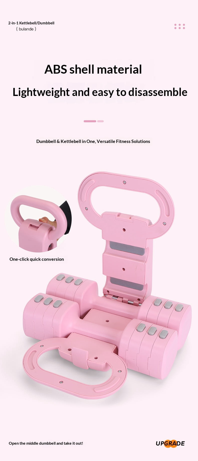 Adjustable Kettlebell Dumbbell Set,TTOOGO 2-in-1 Free Weight Training Equipment 1–5kg, Multi-Function Home Fitness Strength Training Weight Set with Detachable Plates for Men Women