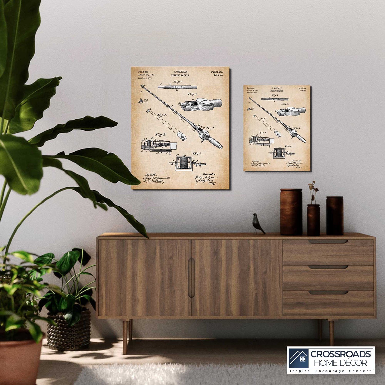 Fishing Gifts for Men, Fishing Gear Patent Canvas Print, Ready To Hang for Living Room Home Wall Art, C2355-16x20