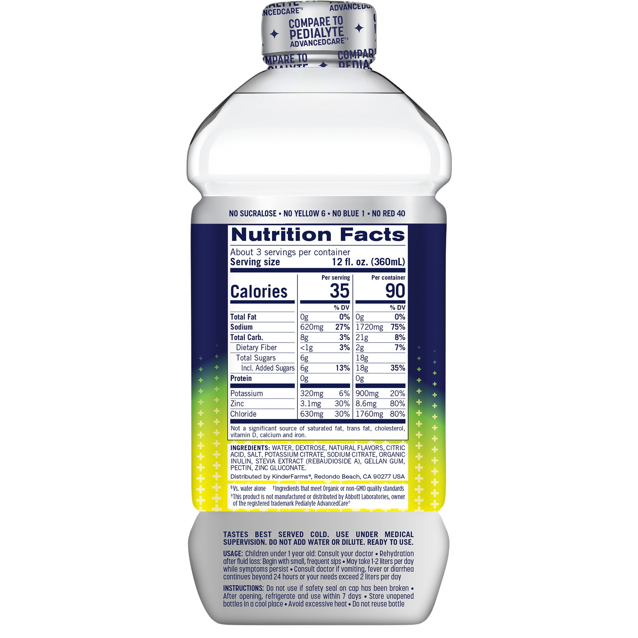 Kinderfarms KinderLyte Advanced Electrolyte Solution Drink for Kids & Adults, Lemon Lime, 33.8 fl oz Bottle