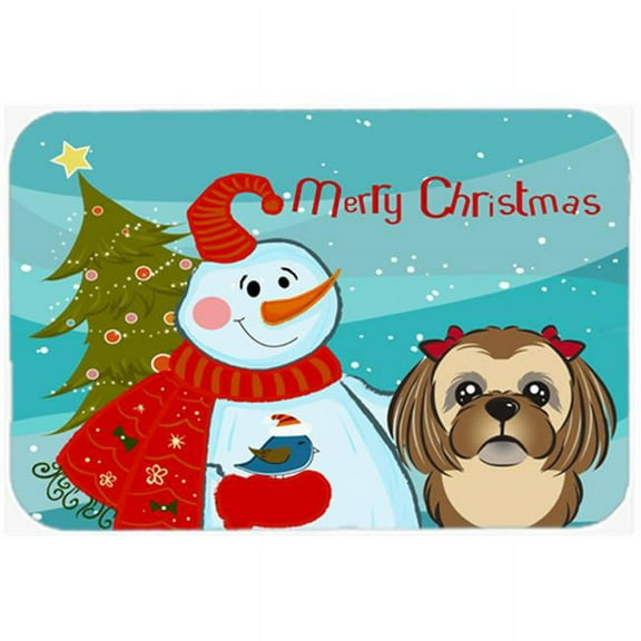 Carolines Treasures Snowman With Chocolate Brown Shih Tzu Mouse Pad