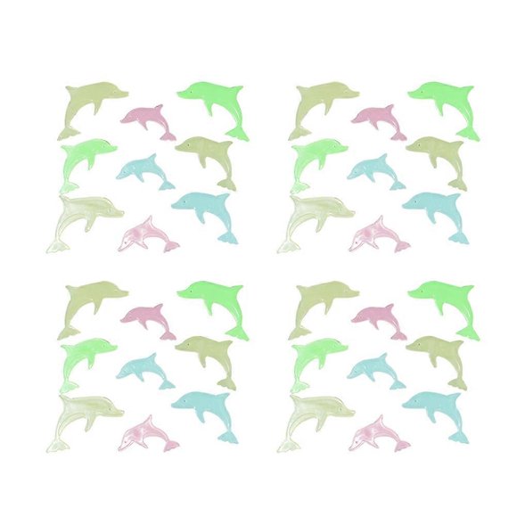 36pcs Dolphin Shape Luminous Wall Stickers Three-dimensional Fluorescent Color Wall Decoration for Home (Mixed Color)