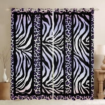 Homewish Teens Animal Leopard Zebra Print Curtains Pack of 2 (42x84 Each),Black Pink Purple Curtains Blackout,Abstract Geometric Stripes Bedroom Curtains,Microfiber Bedroom Decor