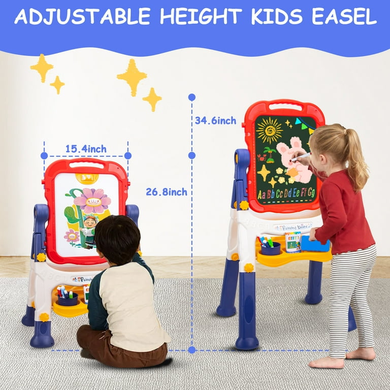 Xueyu Adjustable Double-Sided Art Easel, Blue with Magnetic Boards photo 5