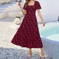 thumbnail image 2 of Vestido midi boho floral de verano 2025 para mujer - Vestido de playa de manga corta y cuello cuadrado, tallas S-XL, 2 of 4