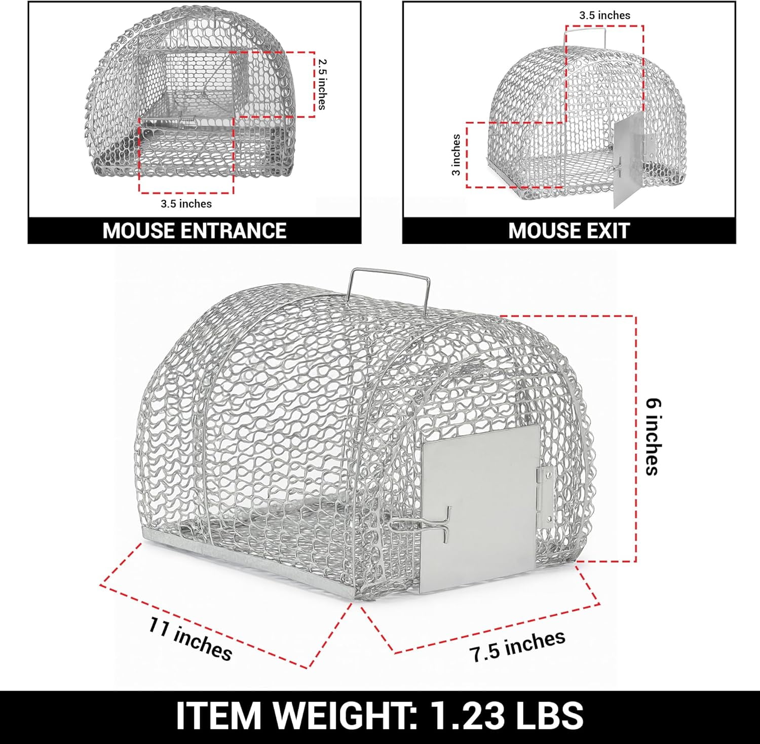 Rust-Resistant Wire Mesh Rodent Trap with Quick-Trigger Door Mechanism, Non-Kill Catch & Release Cage for Rats, Mice, Chipmunks and Other Small Animals, Durable, Lightweight for Indoor/Outdoor Use