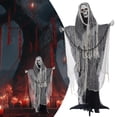 thumbnail image 1 of Party Photo Booth Props Animated Halloween Decorations Halloween Decorations 63" Standing Swinging Decor Light Up Red Sound & Activated Halloween Animatronics For Home Party Indoor Outside Yard, 1 of 9