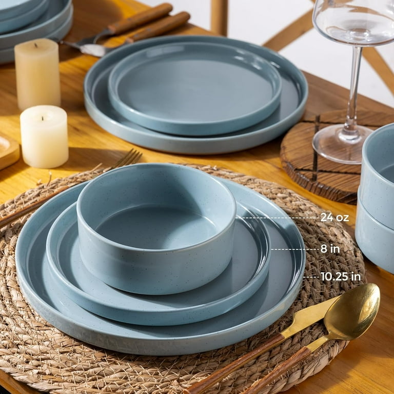 Ceramic Dinnerware Set for Speckled Stoneware Plates and Bowls