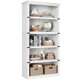 thumbnail image 1 of Blanca estilo rural almacenamiento estantes - floor standing book racks para dormitorio, sala de estar, o oficina, 1 of 7