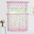 Bazaahm Pink Kitchen Curtains Semi Sheer Metallic Polka Dots Printed