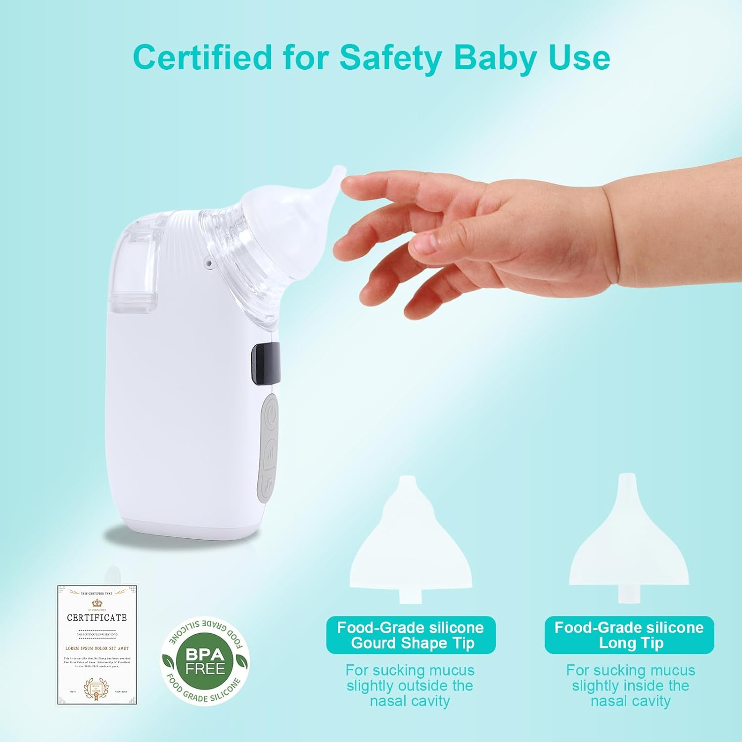 Nasal Aspirator for Baby, 2-in-1 Electric Baby Nasal Aspirator with Sprayer – Baby Nose Sucker, Nose Sucker for Baby – 5 Adjustable Suction Levels, Quiet, Music & Lights