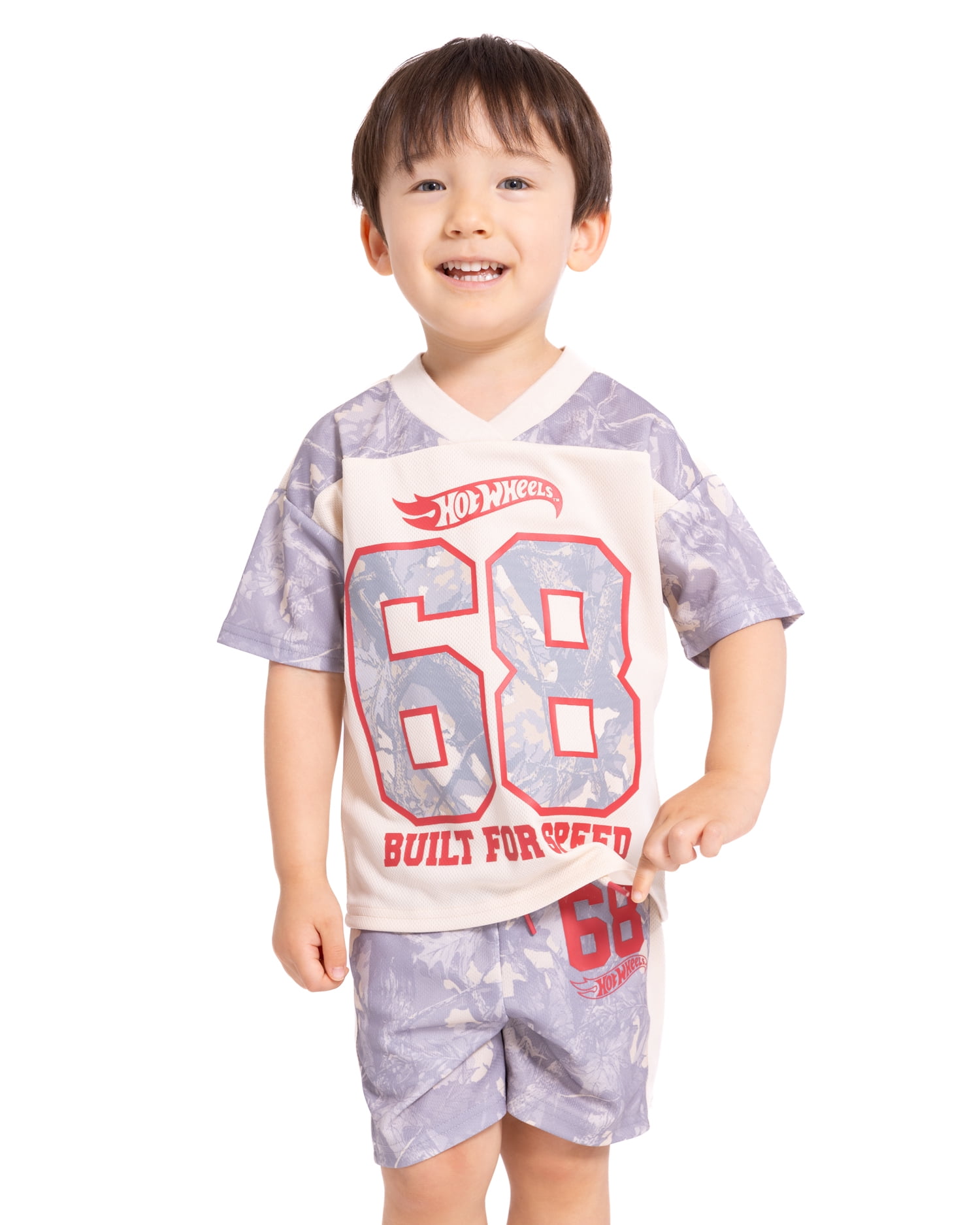 Hot Wheels Toddler Boys Mesh V Neck Graphic Jersey with Short Sleeves, Sizes 12M-5T