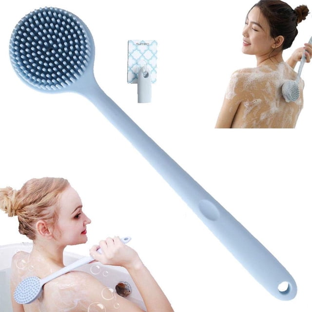 Cepillo de masaje corporal Cepillo para la espalda Mango largo Cepillo para el baño y la ducha con cerdas antideslizantes y ultrasuaves Cepillo corporal de silicona exfoliante anticelulítico